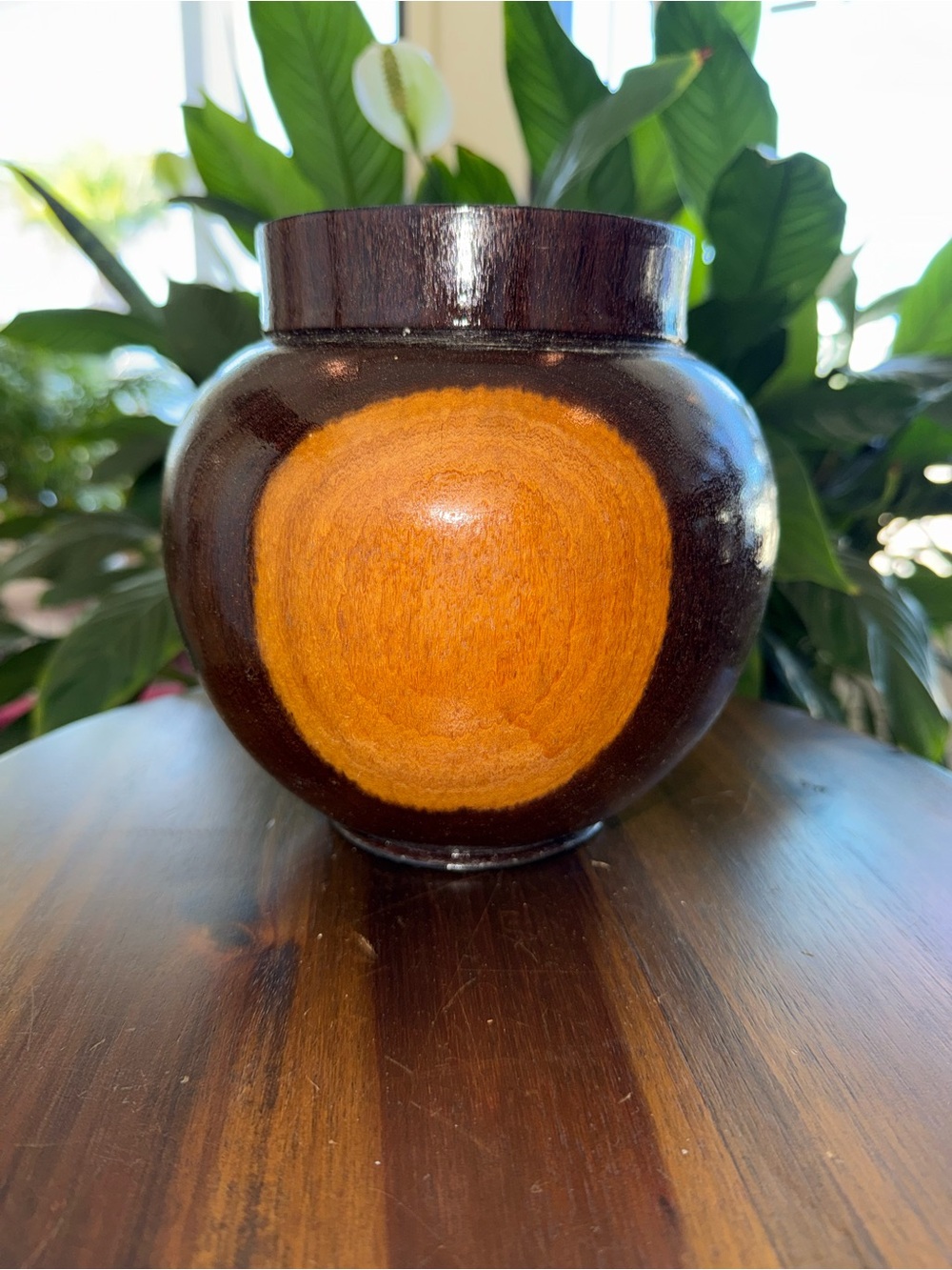 Hand turned wooden vase